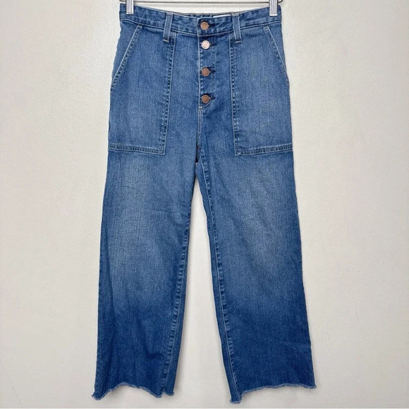 AG Womens 27R Etta Fatigue Button Fly Crop Flare Jeans - Picture 2 of 16